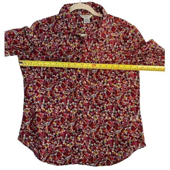 Liz Claiborne Petite Windowpane Print Button Down Blouse - Picture 6 of 9